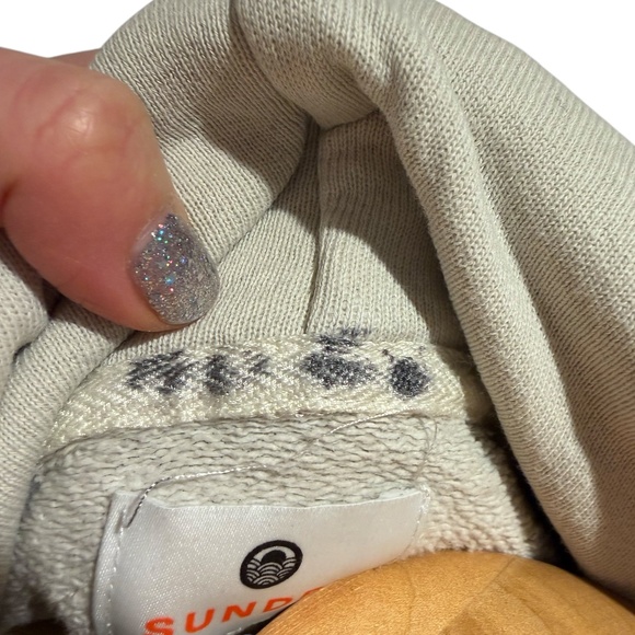 SUNDRY Cream Hoodie Sweatshirt With Unique Design Details - size 0 (xs) - Picture 8 of 10